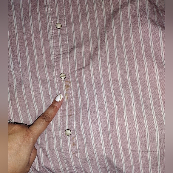 American Rag MEN'S Red/White Striped Pearl Snap Button Long Sleeve Shirt Sz XXL - Picture 7 of 8